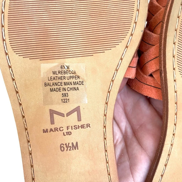 Marc Fisher LTD Suede Rebecca Slide Sandal Light Orange 6.5 - Picture 6 of 7
